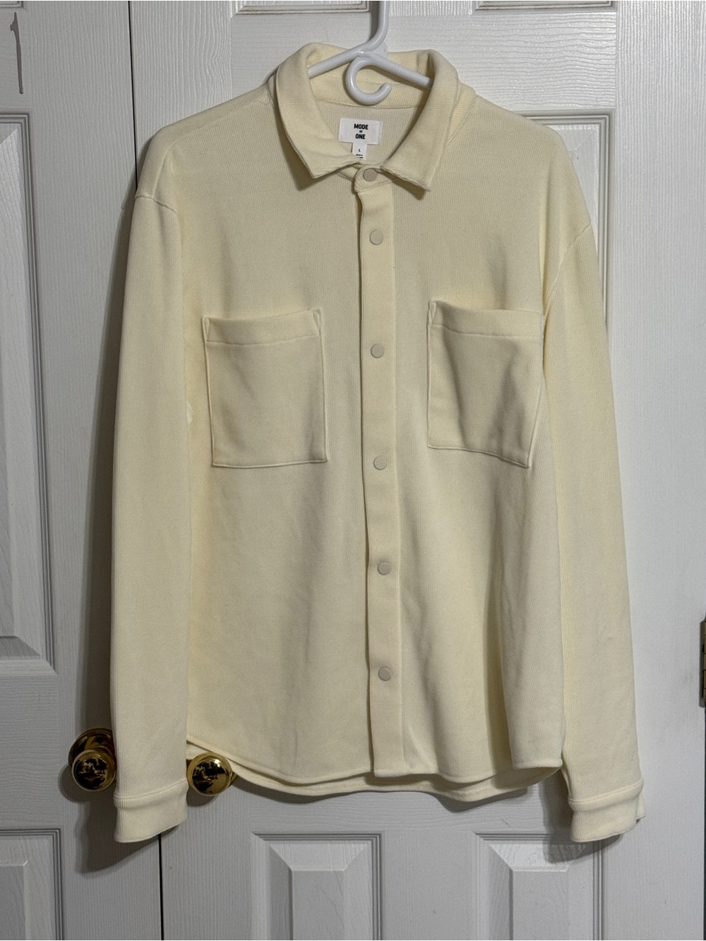 Cream Button-Up Pocket Shirt
